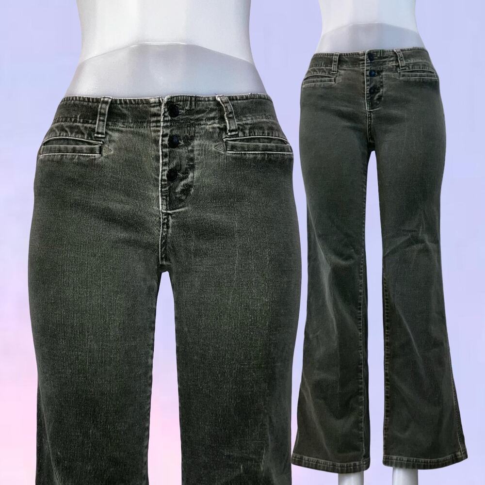 Vintage 90s y2k green corduroy flare pants